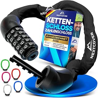 NEXTCOVER® LockOne Bicycle Lock with Combination Code I - [Safecure] Combination Lock High Security Bicycle Lock Combination Lock I Robust & Durable Chain Lock Bicycle I Bike Lock