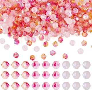 Lot de 390 perles bicônes en cristal à facettes de 4 mm pour la fabrication de bijoux, loisirs créatifs, bracelet, collier, boucles d'oreilles, orange-rouge