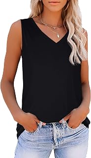 rosemia Summer Sleeveless V Neck Loose Fit Blouse