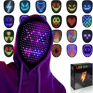 MOYACA Led Mask Light up Mask with Gesture Sensing,Cool Toy Teens Boys Gift | Various Glowing Patterns for Halloween Christmas Costume Cosplay Birthday Party, Adjustable Fit for Adults Teens Kids Ages 5+