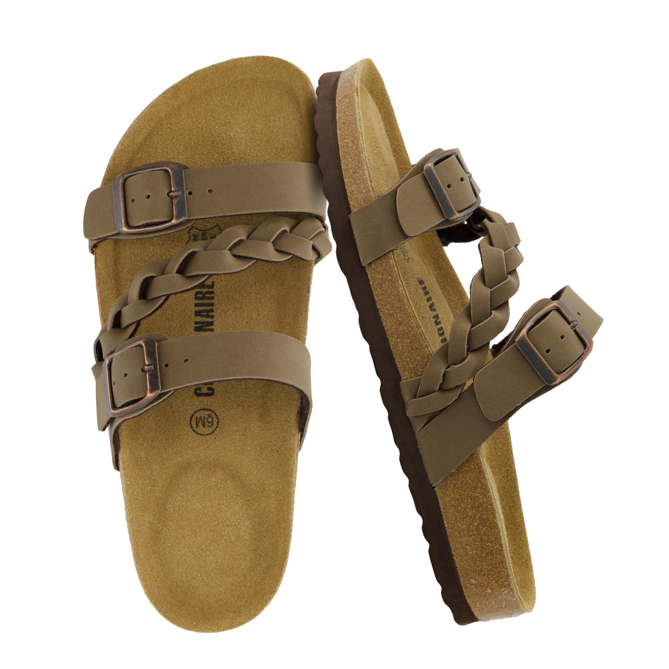 CUSHIONAIRE Lizzy Cork Footbed Womens Sandals - Comfortable Braided Summer Slip 