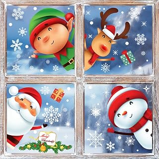 7 Sheets Christmas Snowflake Window Stickers Reusable Window Stickers Santa Claus Snowman Christmas Decorations