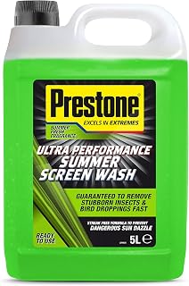Prestone Screenwash, Ready To Use Screen Wash For Cars, High Performance Cleaning With Streak Free Formula, Maximum Visibility Summer Windscreen Washer Fluid, Removes Stubborn Dirt, 5L Bottle