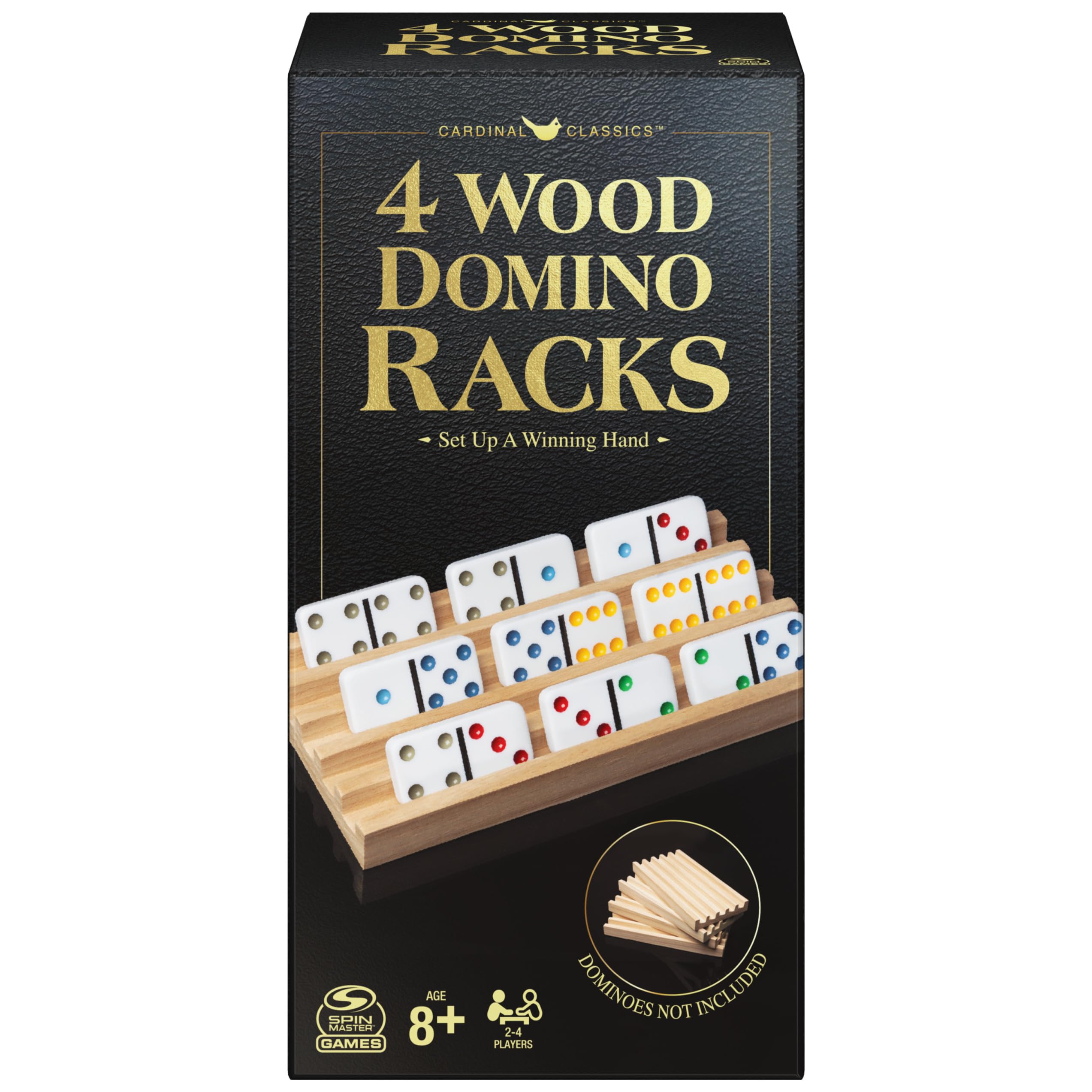 Spin Master Games, Wooden Domino Racks, Set of 4 Trays for Mexican Train Dominoe