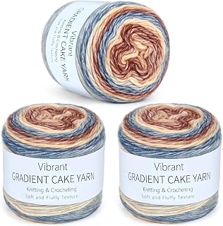Aeelike Cake Yarn for Crocheting, Soft Ombre Crochet Yarn, Khaki Gradient | 3 PCS #3 Light weight 100g(3.52oz) 245m( 267yards), 60% Cotton Blend Gradient Yarn for Blanket Scarves DIY Crafts, Ideal Gift