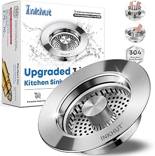 Upgraded 3 in 1 Kitchen Sink Drain Strainer | Stainless Steel Sink Stopper, Anti-Clogging Food Catcher Basket, Bounce Core Drain Strainer Plug for 3 1/2 inch Drain