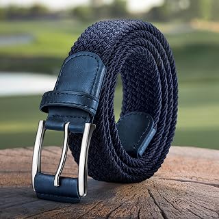 Mens Woven Elastic Fabric Belt 1 3/8 for Casual Golf Pants Shirts Jeans