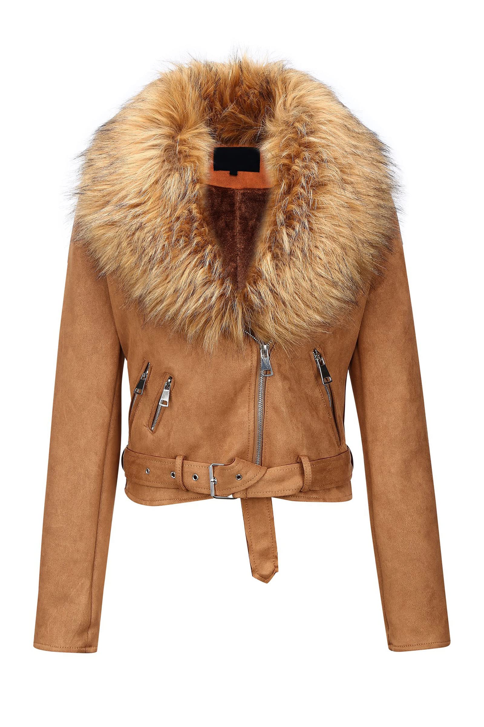 Bellivera Women's Faux Leather Trench Coat Fleece Lined Mid Length Jacket with D
