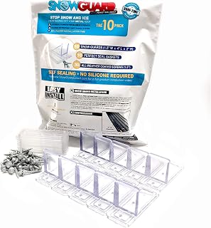 10 Pack Snow Guards for Metal Roofs – with Perfect Seal Gaskets & Screws – Heavy-Duty Polycarbonate Roof Snow Stops Prevent Sliding Snow & Ice | Made in USA
