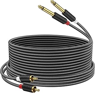 J&D RCA to 1/4" Stereo Audio Interconnect Cable, 15 Feet