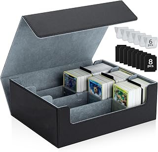 Mcbazel Card Deck Box for MTG 1800+ Cards, Magnetic Holder with 3 Rows and 8 Dividers