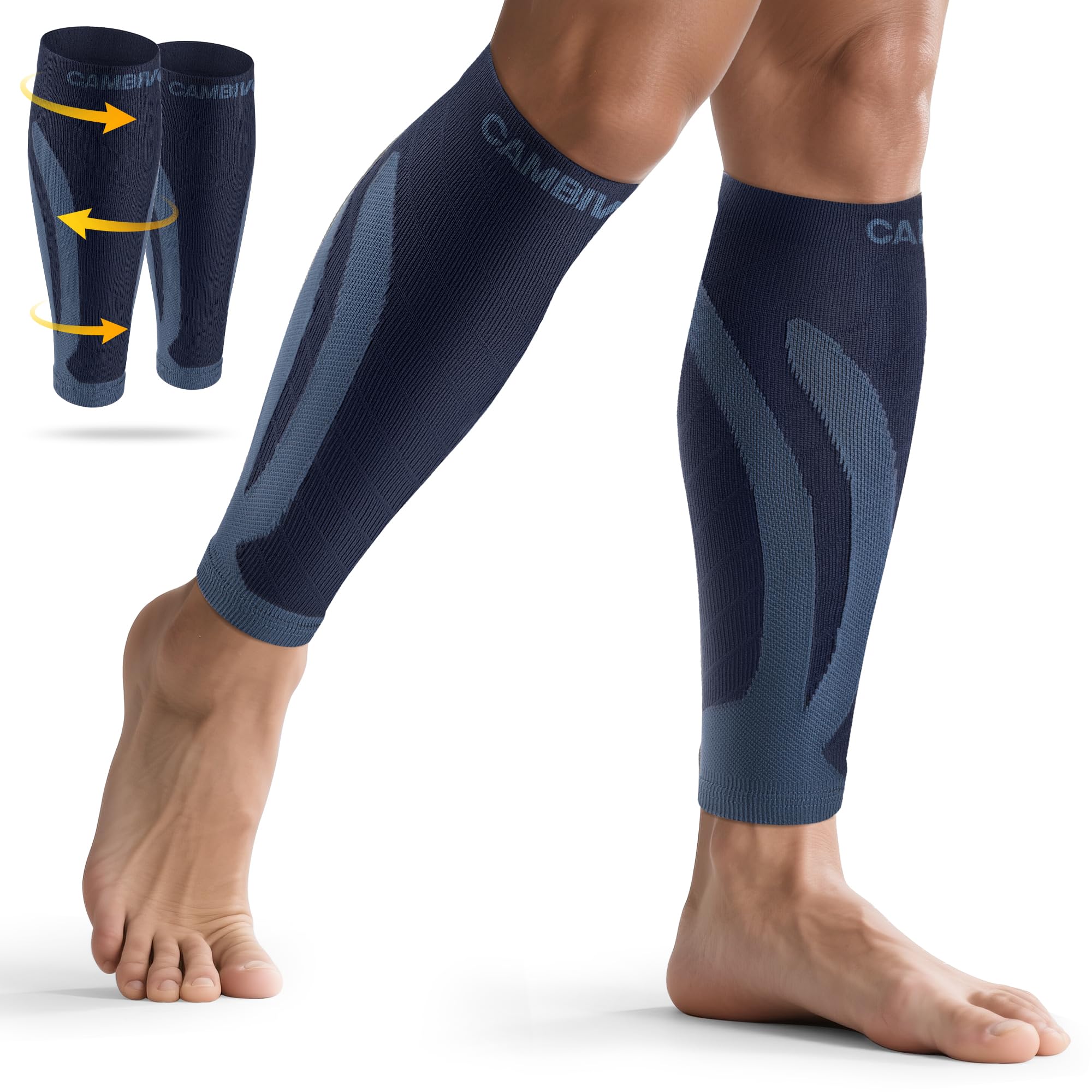 CAMBIVO Calf Compression Sleeves for Men & Women, 2 Pairs, Calf Support