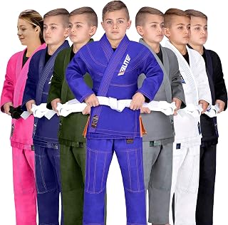 Elite Sports IBJJF Boys Ultra Light BJJ Suit Brazilian Jiu Jitsu Gi with Preshrunk Fabric and Belt