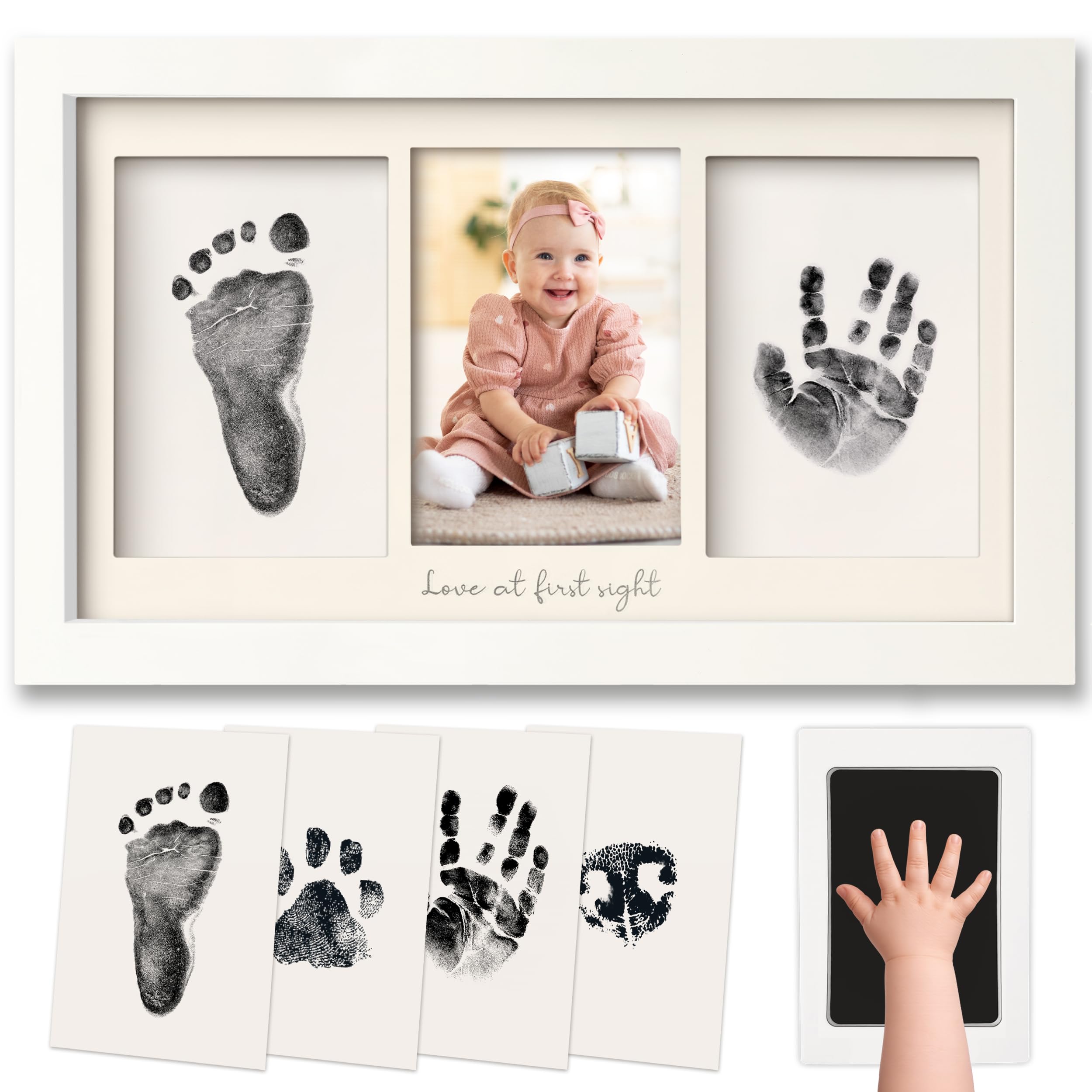 Inkless Hand and Footprint Kit, Boy Girl Newborn Keepsake (Alpine White) | No Me