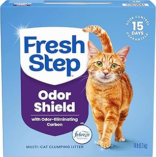 Fresh Step Odor Shield Multi Cat Clumping Cat Litter, 14 lb. | Febreze Freshness, Odor Shield with Ammonia Block Technology, Low Dust, Compatible with Most Automatic Litter Boxes