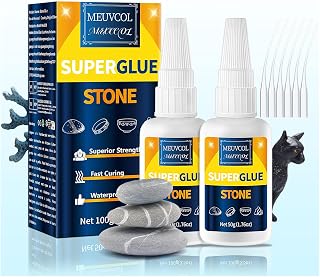 Meuvcol Stone Glue 100g - Marble Glue Heavy Duty For Granite, Artificial Stones, Tile, Indoor & Outdoor | Clear Waterproof Stone Adhesive For Marble Repair & Craft Projects (6 Precision Nozzle)