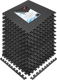 REALIKE Multipurpose Exercise Mat, Gym flooring Mat, EVA Foam Interlocking Tiles Floor Mat Protective Flooring for Gym Equipment and Rubber Cushion for Workouts