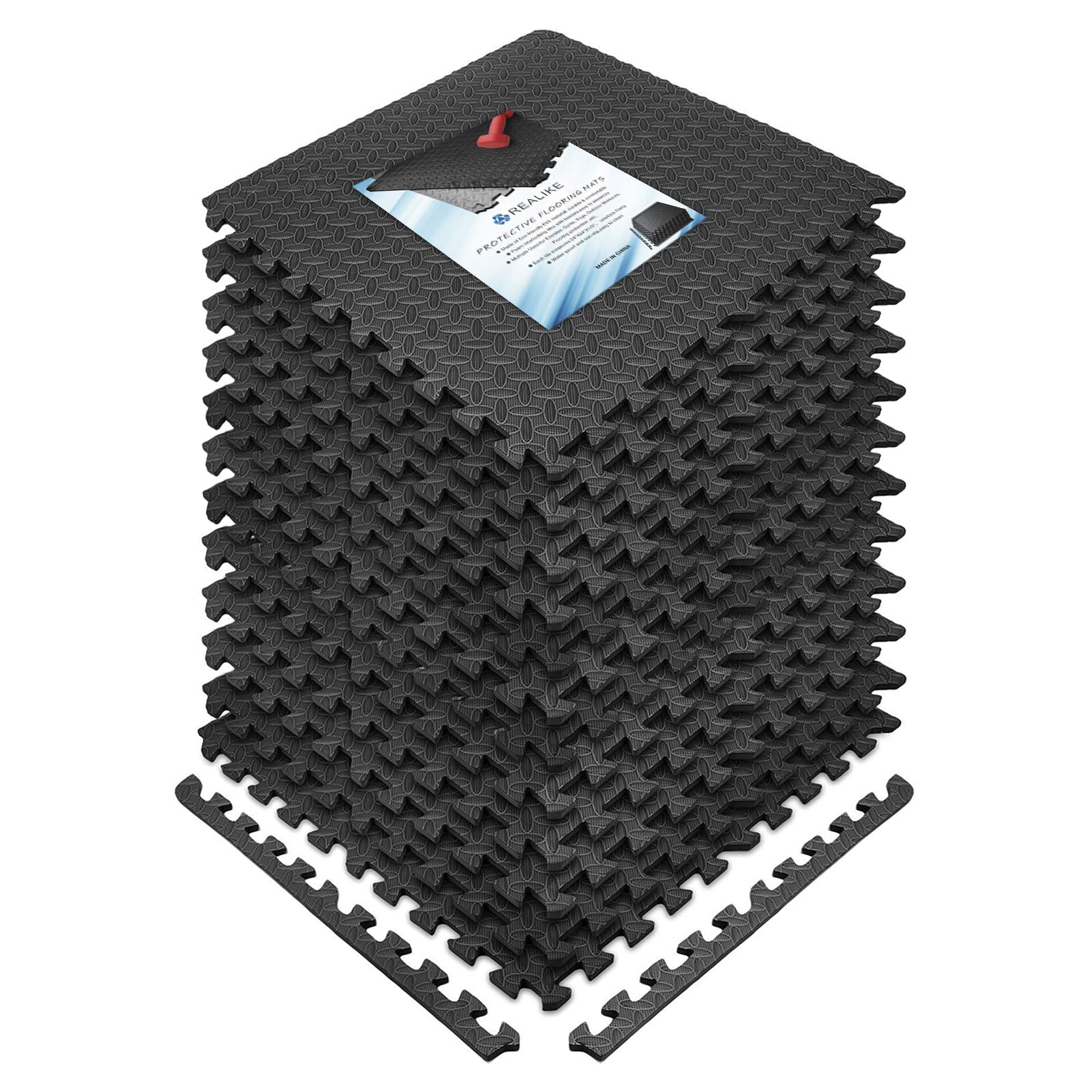 REALIKE Multipurpose Exercise Mat, Gym flooring Mat, EVA Foam Interlocking Tiles