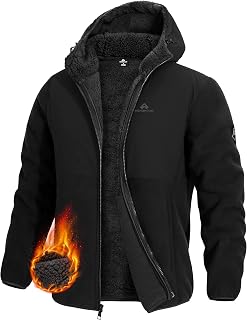 Pioneer Camp Mens Fleece Jacket Sherpa Lined Warm Full Zip Heavy Winter Jacket with Hood