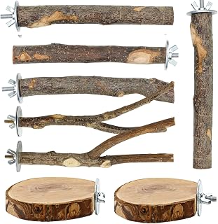 8PCS Natural Wood Bird Cage Perches, Platform Perch Accessories For Parrots | Natural Wood Parrot Perches & Flat Platform Perches, Functional Cage Accessories For Budgies, Cockatiels And Small Parrots