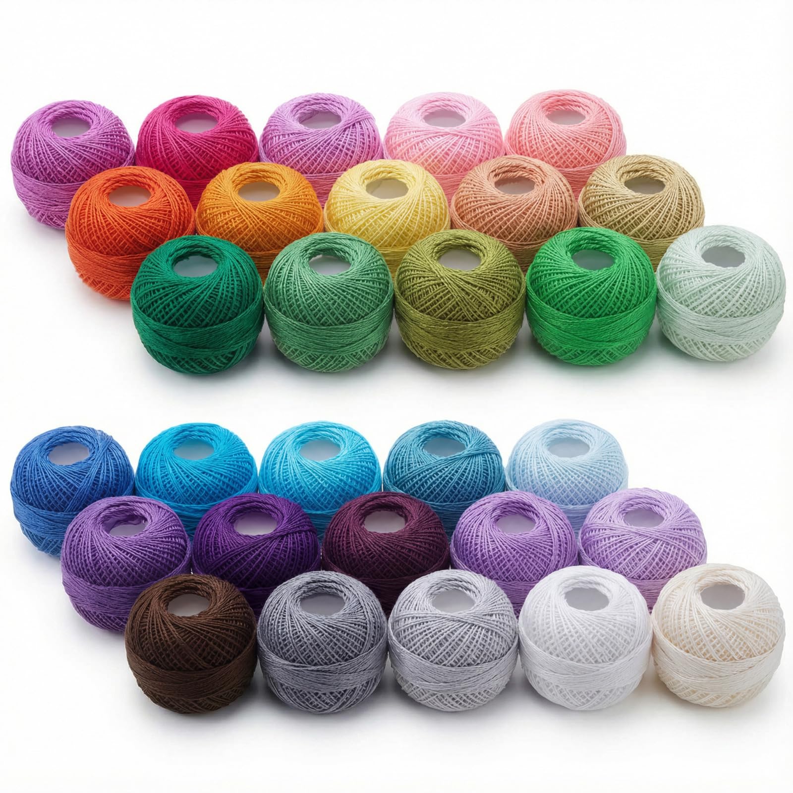 Maasechs 30 Pcs Size 8 Pearl Cotton Thread Balls 10 Grams, Rainbow Color | Perle