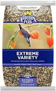 Audubon Park Extreme Variety Wild Bird Seed for Outside Feeders, 15-lb. Bag | Premium Blend with Sunflower Seeds, Peanuts, Raisins & Tree Nuts for Outdoor Feeders