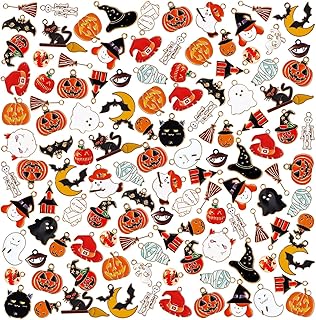 Halloween Charms for Jewelry Making, 50Pcs Earring Charm for Bracelets | Enamel Pendant Charms