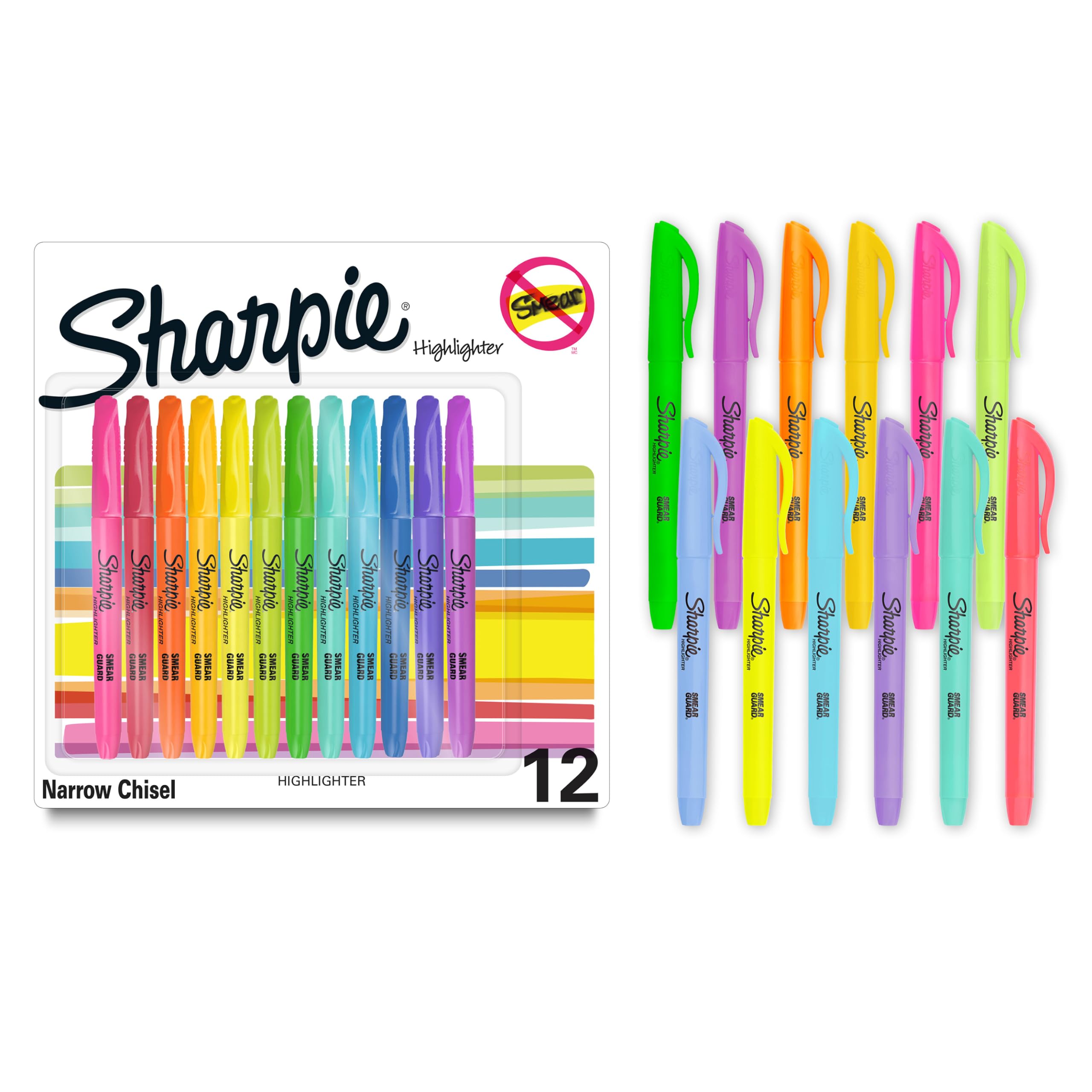 Sharpie Pocket Highlighters, Chisel Tip, Assorted Colored Highlighters, Essentia