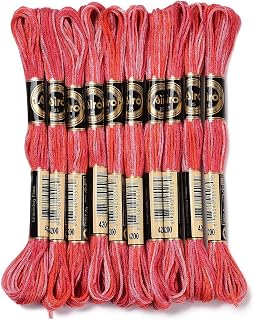 10 Skeins 0.5 mm Red Embroidery Thread 6 Strands Polyester Cross Stitch Thread for Friendship Bracelets and Crafts Embroidery Thread 8.25 Meters (8 Metres) / Skein