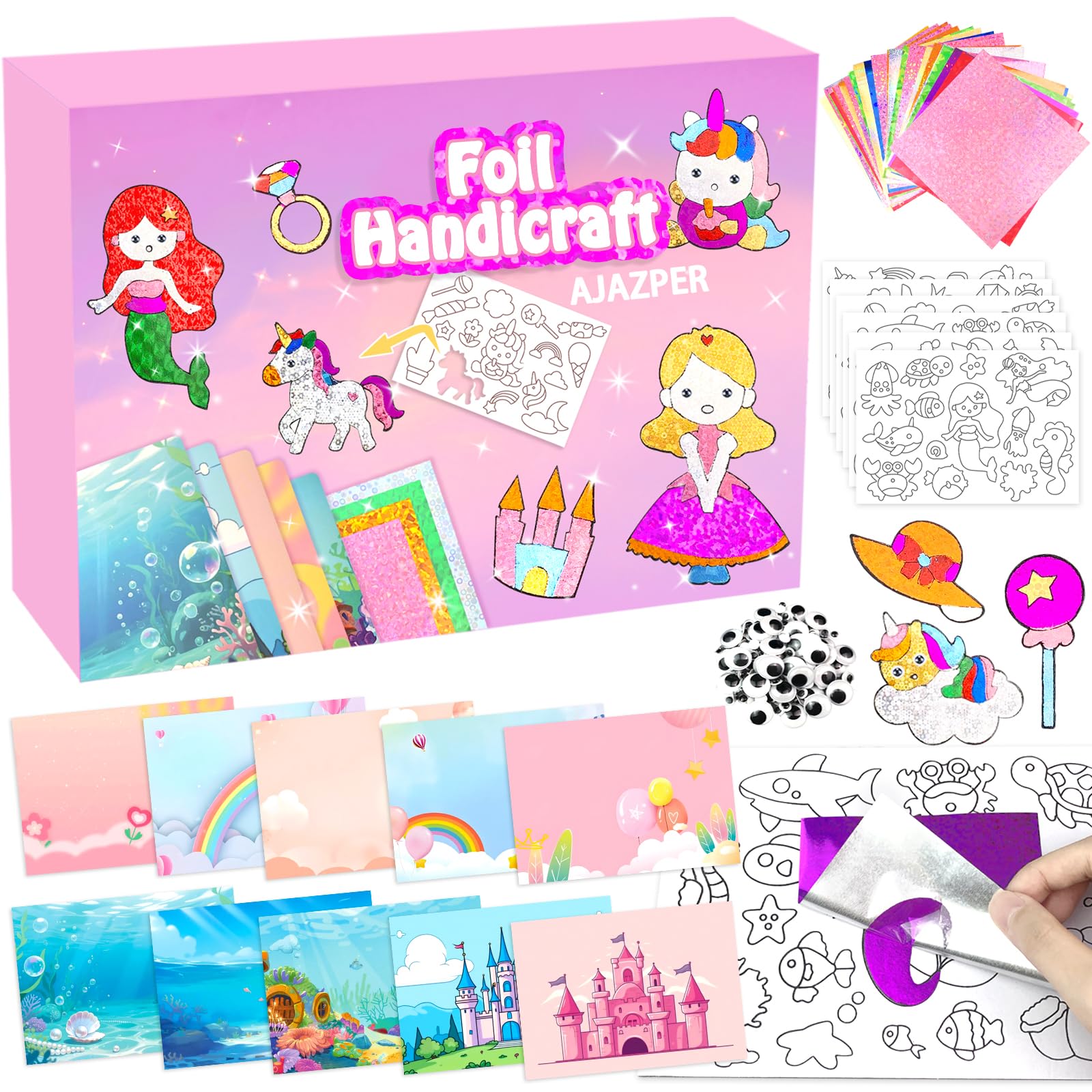 AJAZPER Foil Handicraft for Kids, Arts Kit for Kids, Art & Craft Supplies Kits, 