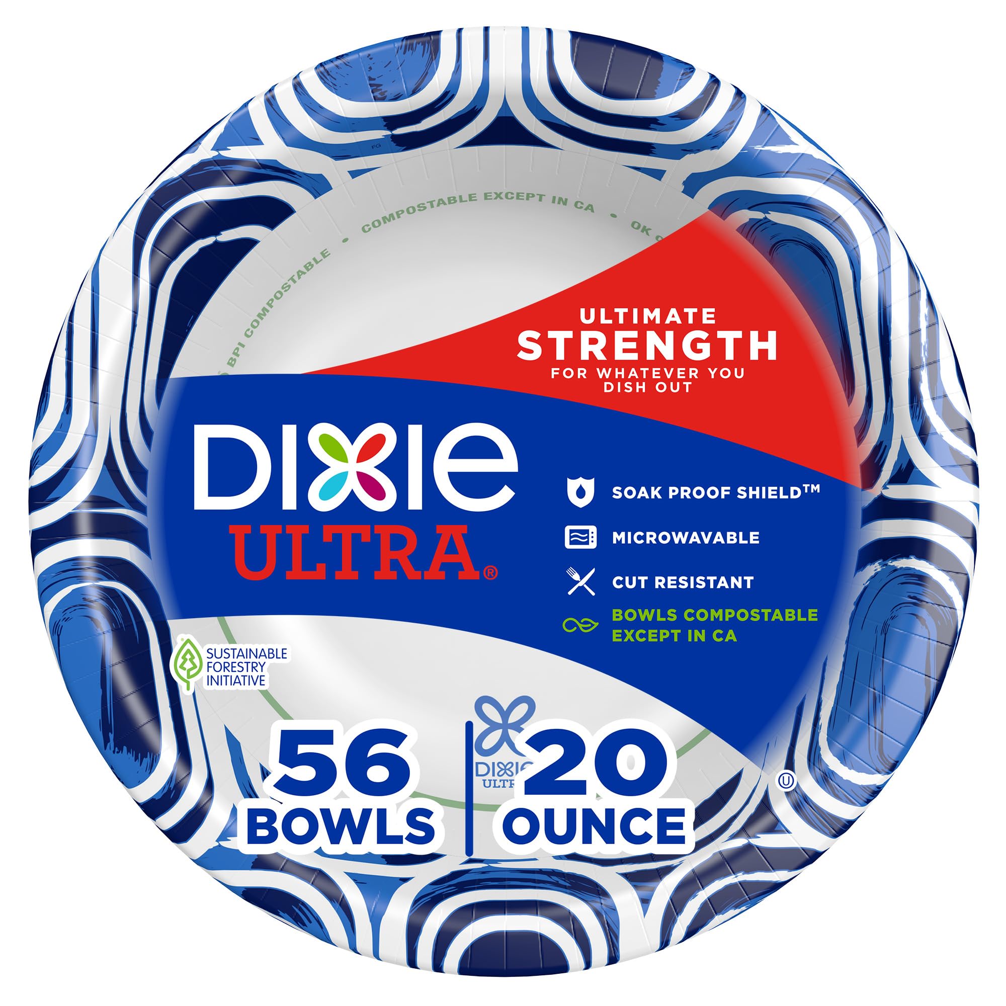 Dixie Ultra Large Paper Bowls 20 Oz, Disposable Bowls, 56 Count | Disposable pap