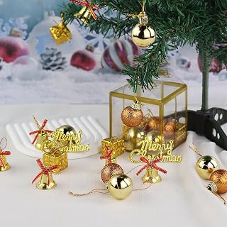 Christmas Baubles Set of 26 Shatterproof Hanging Baubles for Christmas Tree, Indoor and Outdoor, Holiday Parties and Home Decor (Gold+Bronze)
