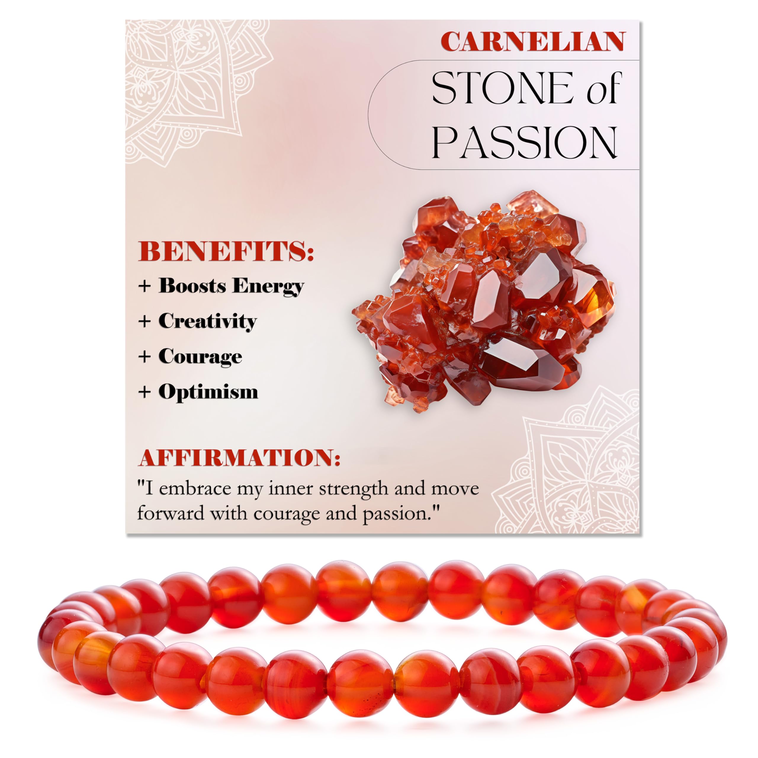 Bivei 6mm Beaded Bracelets for Women Handmade Semi Precious Natural Stone Stretc