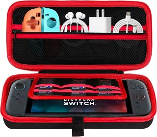 Lebakort Storage Case Compatible with Nintendo Switch 2 | Lightweight & Carry, Dustproof Storage, Travel Friendly, Portable for Daily Use, Black + Neon Red Case
