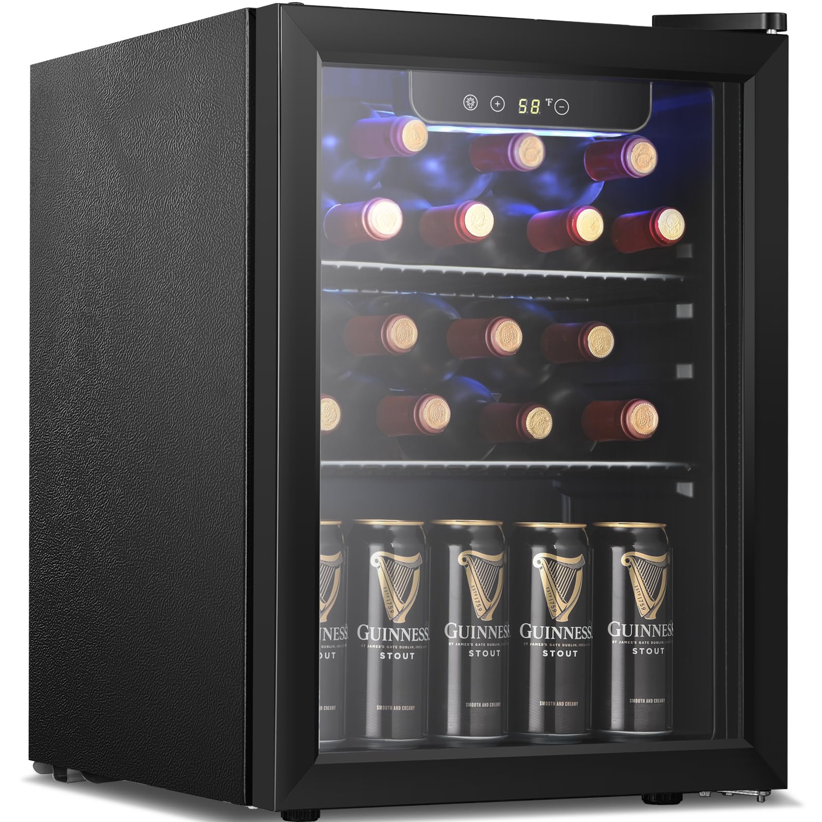 Antarctic Star Beverage Refrigerator Cooler Black, 1.7 Cu.ft, 40°F to 61°F, Mini