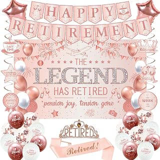 Rose Gold Retirement Party Decorations for Women, Office Retirement