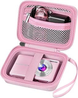 ALKOO Digital Camera Case for CAMKORY, Camera Pouch for KODAK Pixpro -Pink | for Lecran/for VAHOIALD Point and Shoot Camera, Hard Carrying Case with Mesh Pocket, Compact for Vlogging, Travel and Storage