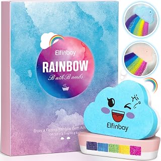 Rainbow Cloud Bath Bomb for Girls, 2 Extra Large Handmade Bath Bombs for Kids Bubble Bath Fizzies, Kids Safe Bath Bombs, Halloween Party Favors Stocking Stuffers for Kids