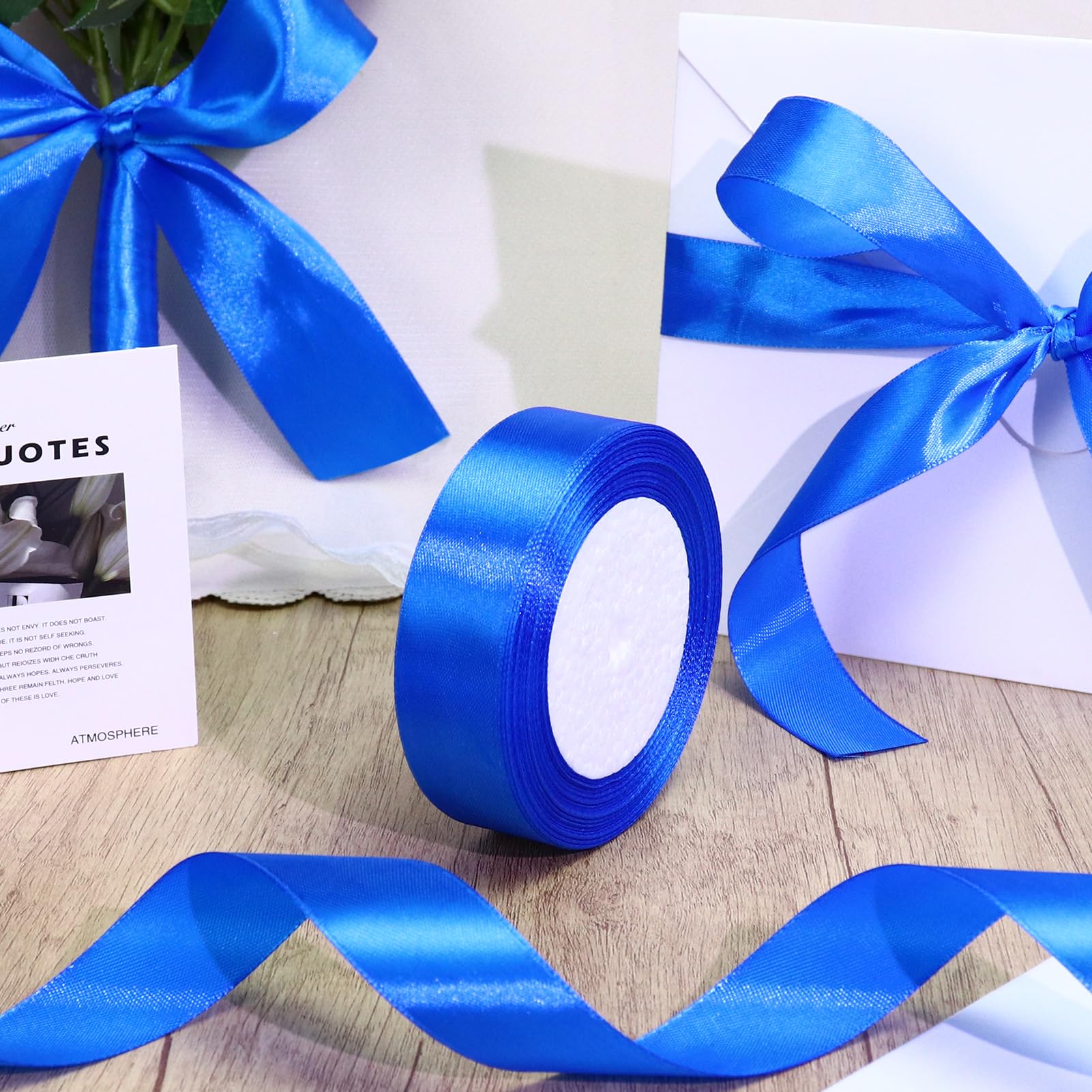 1 Inch x Continuous 25 Yards Fabric Satin Ribbon for Gift Wrapping, Royal Blue R