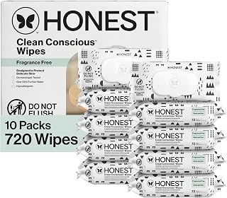 The Honest Company Multi-Use Baby Wipes, Pattern Play, 720 Count | Baby Wipes, 720 Ct. Hypoallergenic, Fragrance-Free, Plant-Based, 99% Water, Dermatologist Tested. For Sensitive Skin.