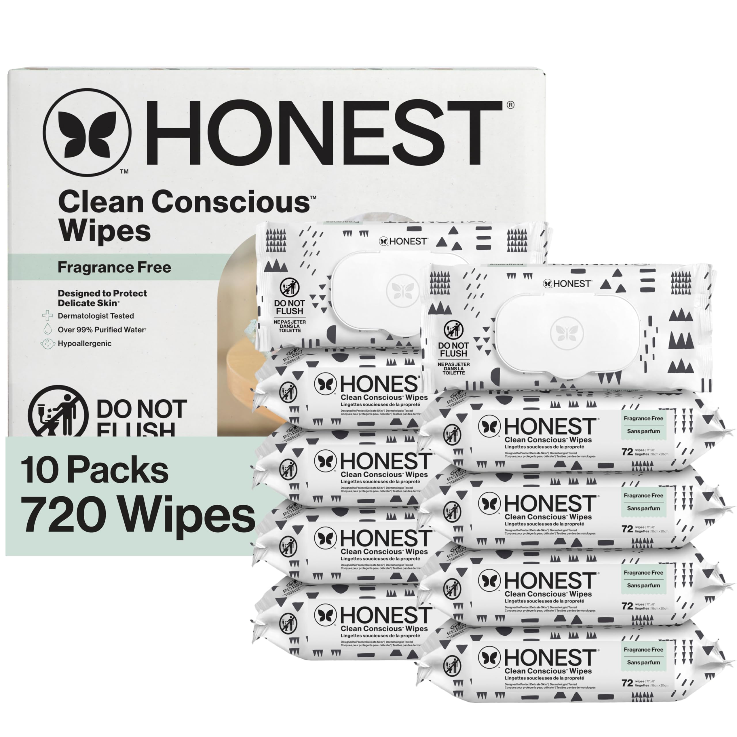 The Honest Company Multi-Use Baby Wipes, Pattern Play, 720 Count | Baby Wipes, 7