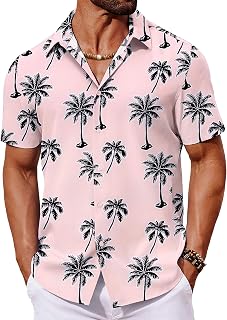 COOFANDY Men's Hawaiian Shirt Short Sleeve Button Down Tropical Floral Summer Beach Shirt