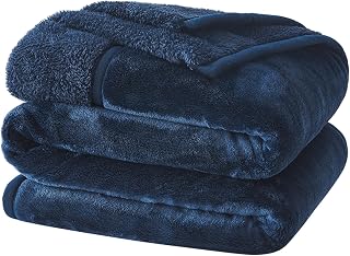 Kumori 2-Piece Set, Thick Blanket, Semi-Double, For Winter, Warm, Padded, Collared, Flannel, Three-Layer Construction, Moisture Absorption, Heat Generation, Warm, Lightweight, Fluffy, Washable, No Shedding, Anti-Static, Warm, Volume Type, Navy, 63.0 x 78.7 inches (160 x 200 cm)