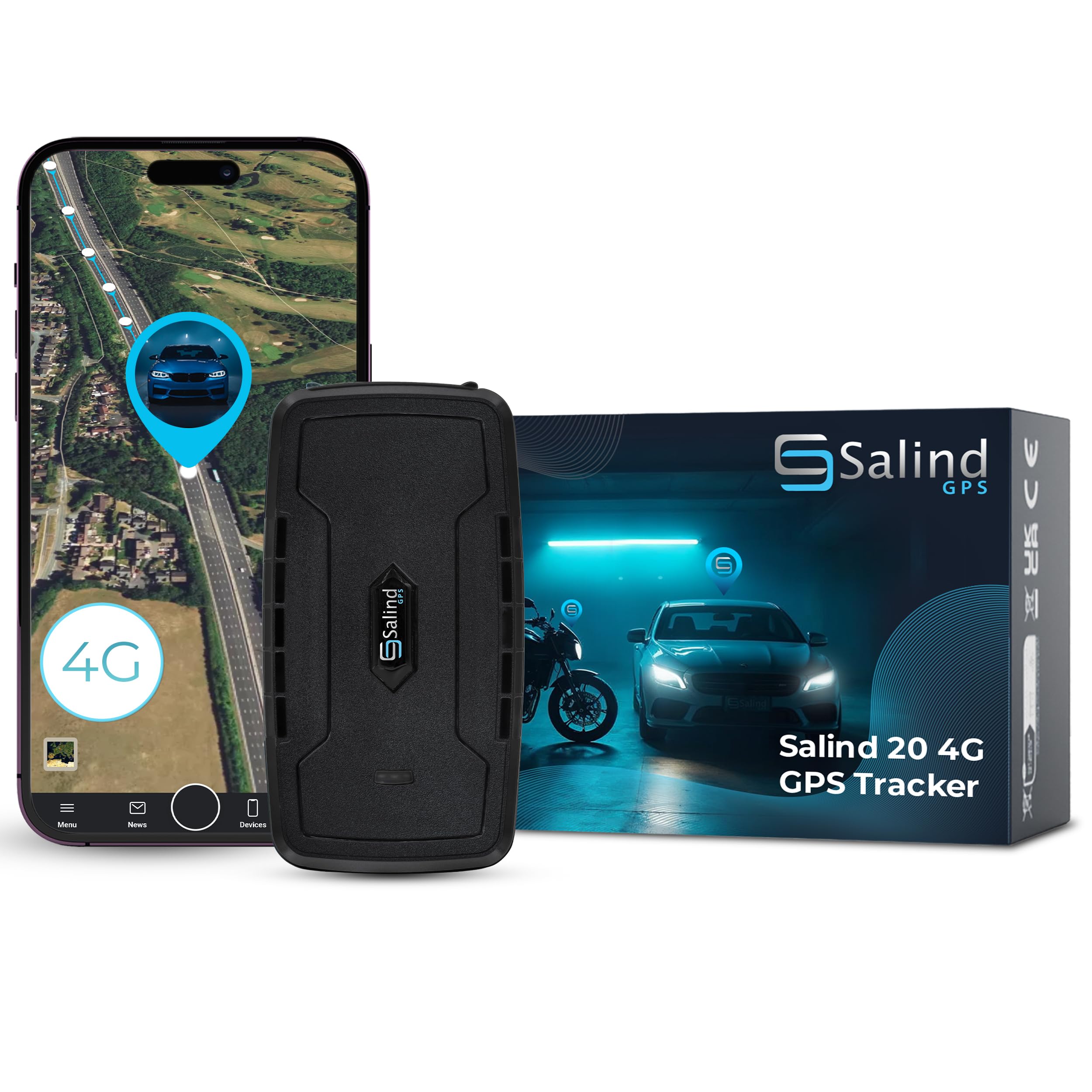 SALIND 4G GPS Tracker for Vehicles, Heavy-Duty Tracking Device for Cars | Up to 