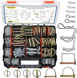 202PCS Hitch Pins Clip Pins, Linch and PTO Pins for Trailers Tractors Trucks Towing Mowing, Farm Equipment, Snow Plows, Lawnmowers Garage, Heavy Duty Trailers Accessories Tractor Attachments