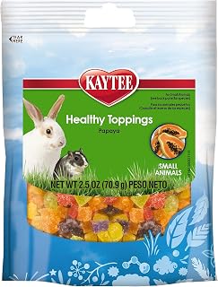 Kaytee Healthy Toppings Papaya Rabbit Treats, 2.5 Oz | Adds variety. Real fruit small animal treats for playtime. Small size, training aid, treats for rabbits