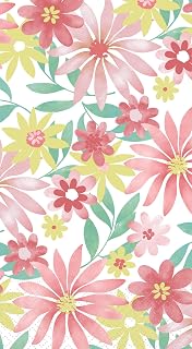 Boston International Dinner Napkins Disposable 3-Ply Paper Guest Hand Towels, 8.25" x 4.5", Floral Pastel, 16-Count
