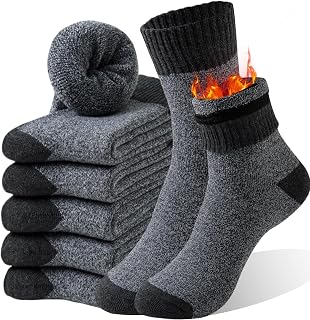 VoJoPi Mens Thermal Socks 5 Pairs Warm Wool Winter Thick Crew Socks for Men