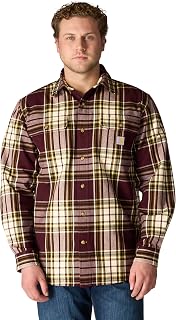 Carhartt Casual Cut Heavy Flannel Checked Long Sleeve Shirt Men's Loose Fit Heavyweight Flannel Long Sleeve Plaid Shirt (1 Set)
