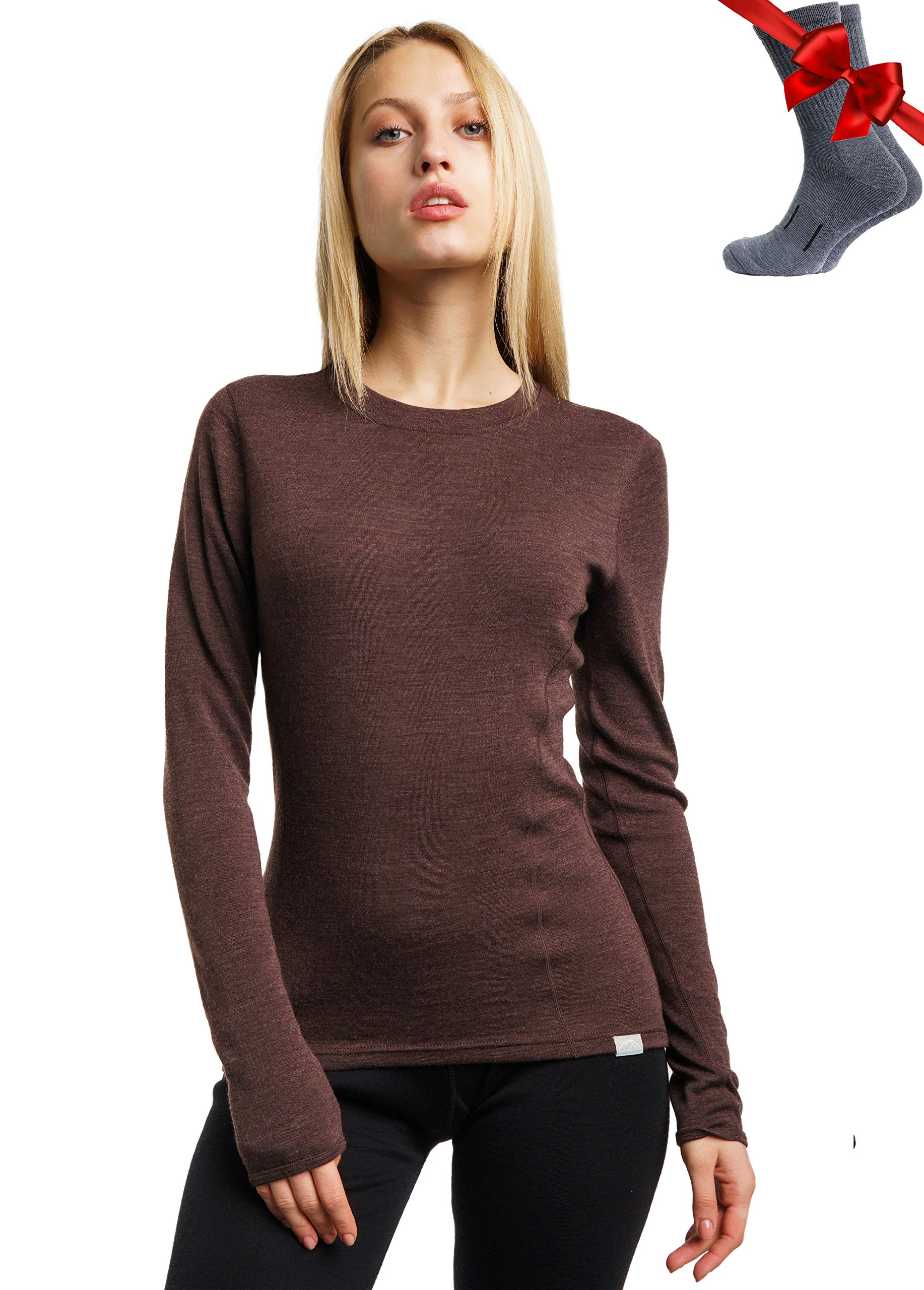 Merino.tech Merino Wool Women's Thermal Sweater - 100% Merino Wool + Socks